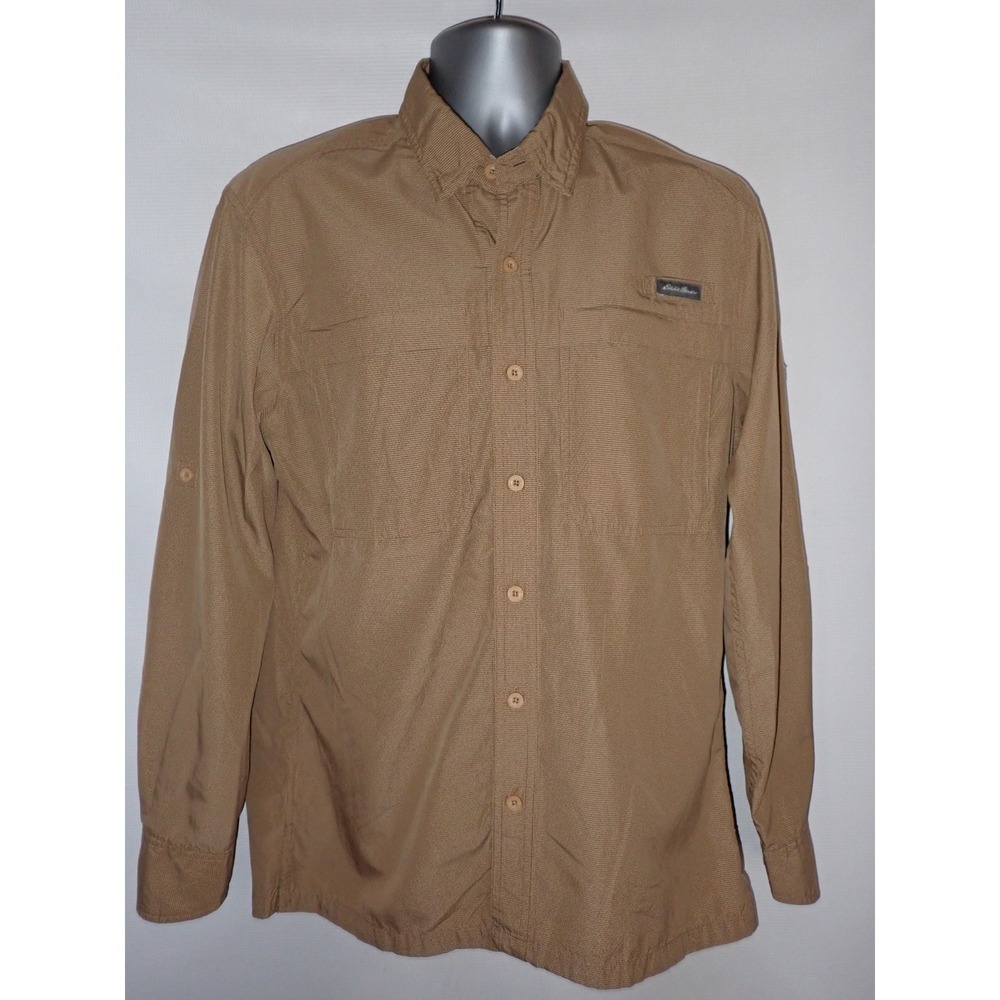 Eddie Bauer‎ Mens M Vented Long Sleeve Button Down Casual Shirt Brown Outdoor